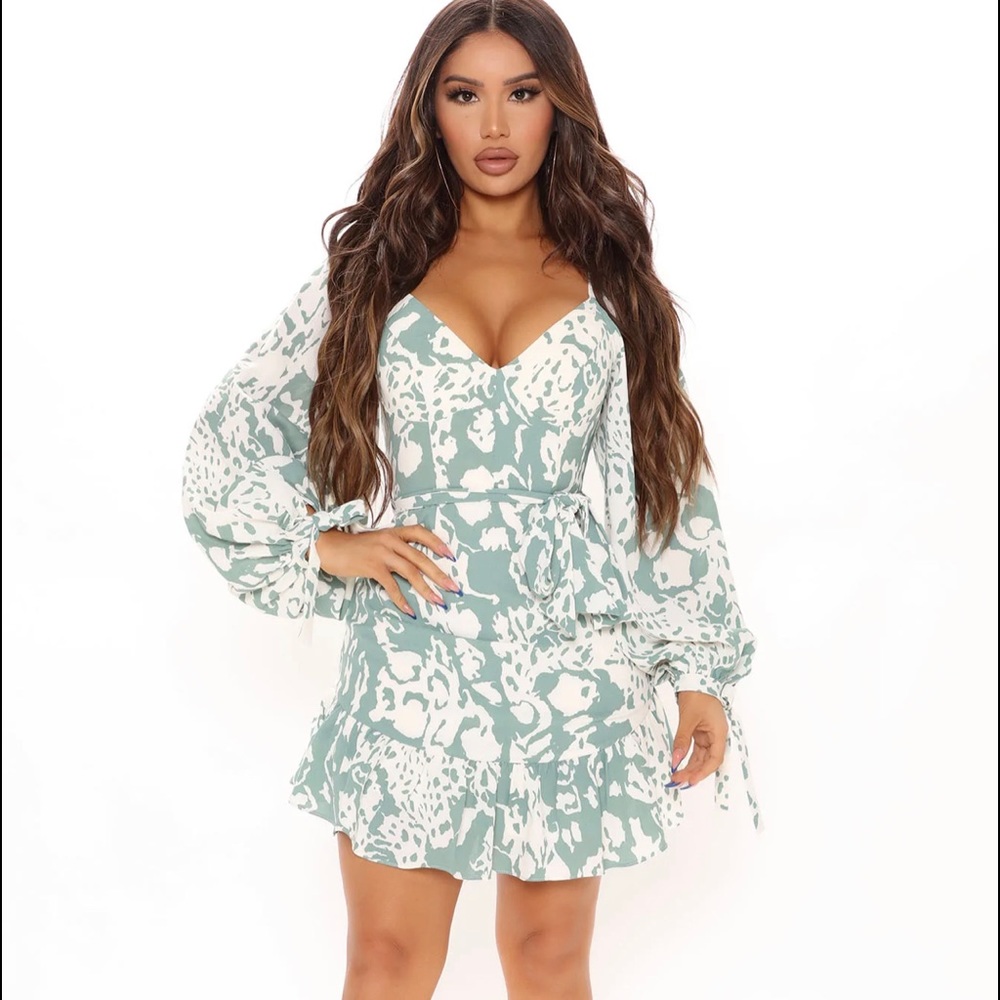 Fashion Nova - Trust my Instincts - Mini dress sage/combo - Picture 2 of 7